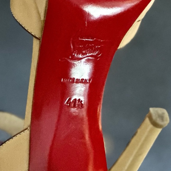 AUTH CHRISTIAN LOUBOUTIN NUDE LEATHER ANKLE STRAP PLATFORM SANDALS HEELS-41.5… - Picture 8 of 9